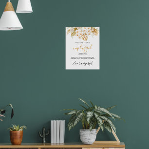 Minimal Leaf Boho Floral Wedding nicht gestopftes Poster