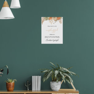 Minimal Leaf Boho Floral Wedding nicht gestopftes Poster