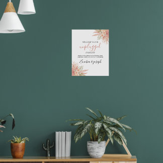 Minimal Leaf Boho Floral Wedding nicht gestopftes Poster