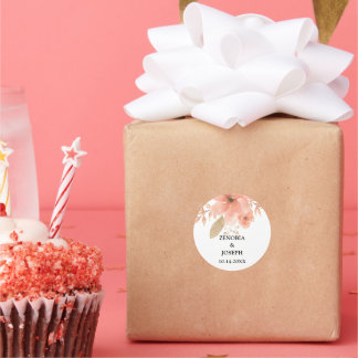 Minimal Leaf Boho Floral Wedding Runder Aufkleber