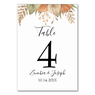 Minimal Leaf Boho Floral Wedding Tischnummer