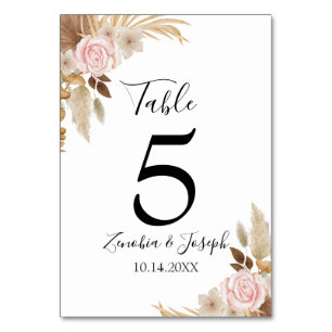 Minimal Leaf Boho Floral Wedding Tischnummer