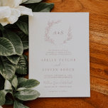 Minimal Leaf | Dusty Rose Formal Monogram Wedding Einladung<br><div class="desc">This minimal leaf dusty rose formal monogram wedding invitation is perfect for an elegant wedding. The design features a simple greenery silhouette in light blush pink with classic minimalist style. Personalize with the first initials of the bride and groom.</div>