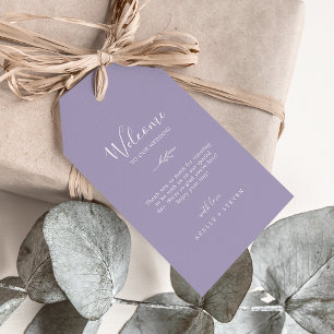 Minimal Leaf Lavender Wedding Begrüßungstags Geschenkanhänger