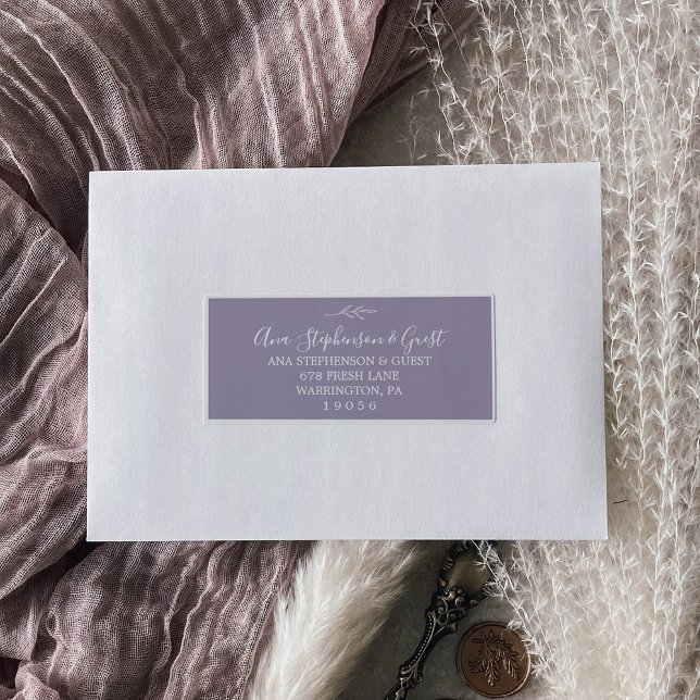 Minimal Leaf Lavender Wedding Guest Address Labels (Von Creator hochgeladen)
