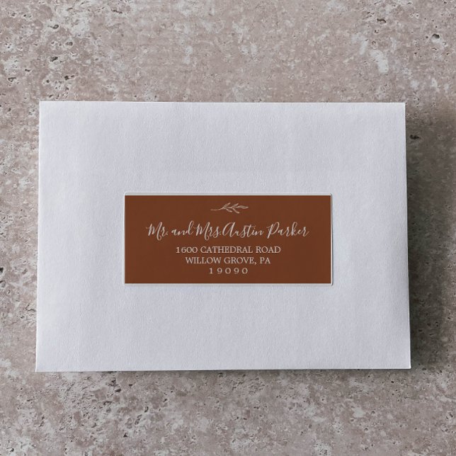 Minimal Leaf Terracotta Guest Address Labels (Von Creator hochgeladen)