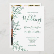 Minimal Leaf White Emerald Green Foto Hochzeit