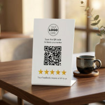 Minimal Leave Us A Review QR Code Pedestal Sign