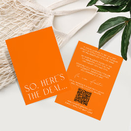 Minimal lebhaft Orange Details Card & UAWG QR Code Begleitkarte