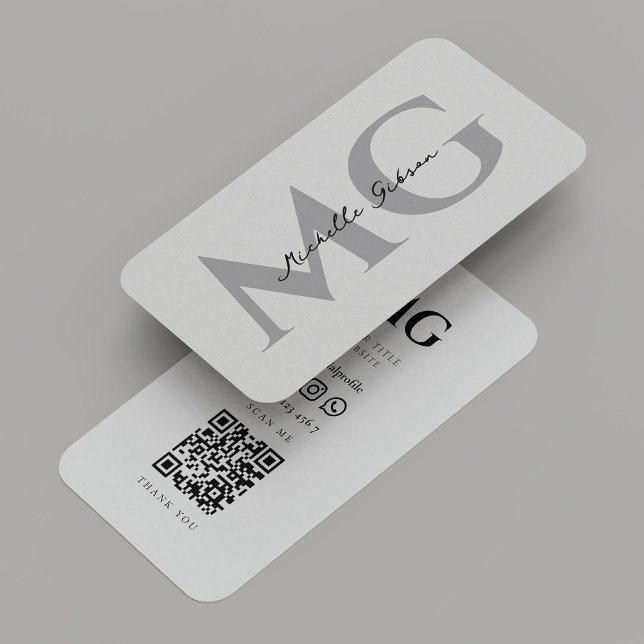 Minimal leicht grau Berufliche Initialen Moderne Visitenkarte (Minimal Light Grey Professional Initials Modern Business Card
)