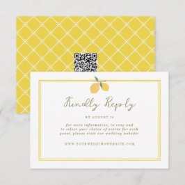 Minimal Lemon Amalfi Coast QR Code Wedding RSVP Begleitkarte
