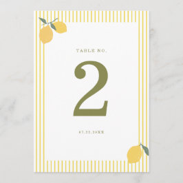 Minimal Lemon Amalfi Coast Wedding Table Number Einladung