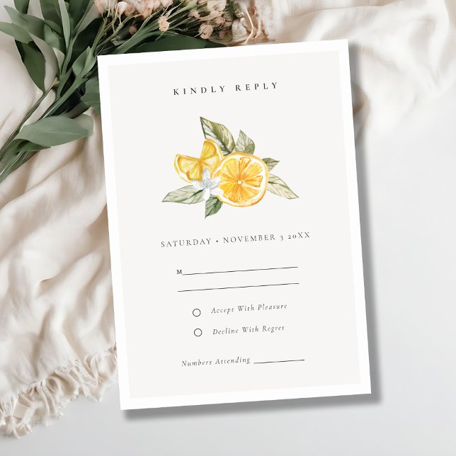 Minimal Lemon Botanical Boho Wedding RSVP (Von Creator hochgeladen)
