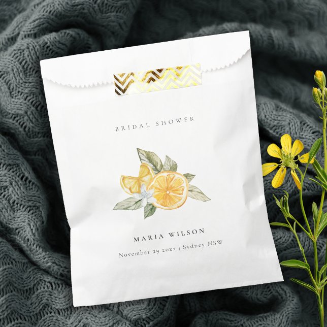 Minimal Lemon Botanische Leafy Boho Brautparty Geschenktütchen (Von Creator hochgeladen)