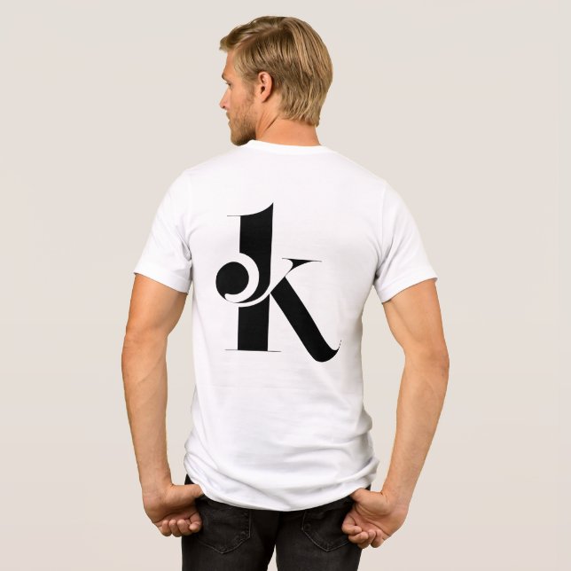 Minimal Letter K Modern T-Shirt | Stylish Black Lo Tri-Blend Shirt (Rückseite voll)
