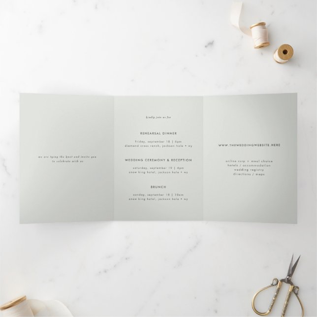 Minimal Light Gray Multi-Event Hochzeit Einladung (Innenseite)
