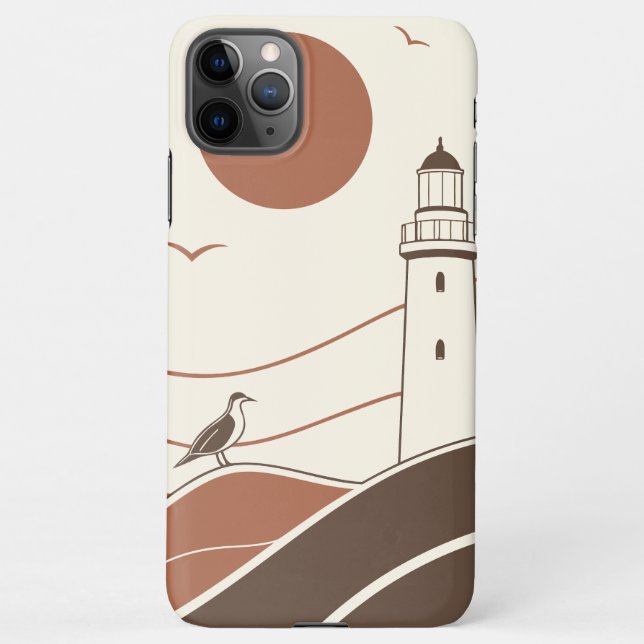 Minimal Lighthouse Coastal Illustration Phone Case iPhone Hülle (Rückseite)