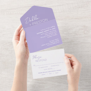 Minimal Lilac Moderne Hochzeit All In One Einladung