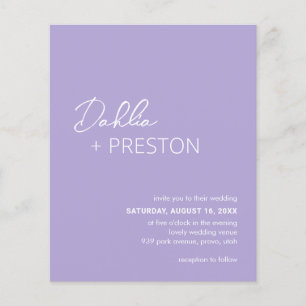 Minimal Lilac Modernes Budget Hochzeit Einladung Flyer
