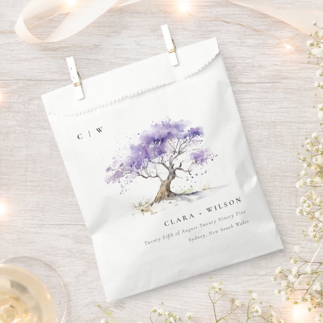 Minimal Lilac Watercolor Jacaranda Tree Wedding Geschenktütchen (Ausgeschnitten)