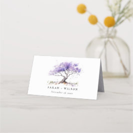 Minimal Lilac Watercolor Jacaranda Tree Wedding Platzkarte