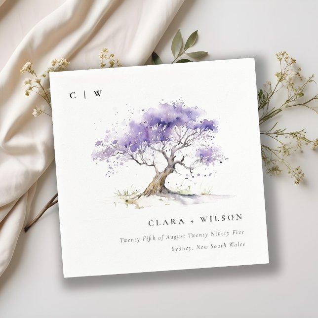 Minimal Lilac Watercolor Jacaranda Tree Wedding Serviette (Von Creator hochgeladen)