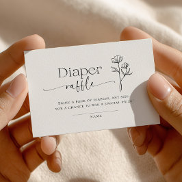 Minimal Line Art Baby Shower Diaper Raffle Begleitkarte