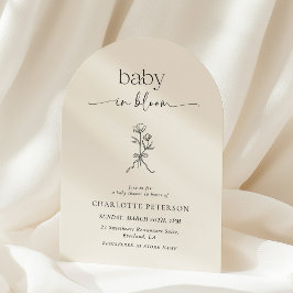 Minimal Line Art Wildflower Baby Shower Invitation Einladung