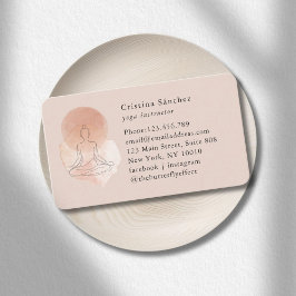Minimal Line Art Woman Yoga Meditation  Visitenkarte