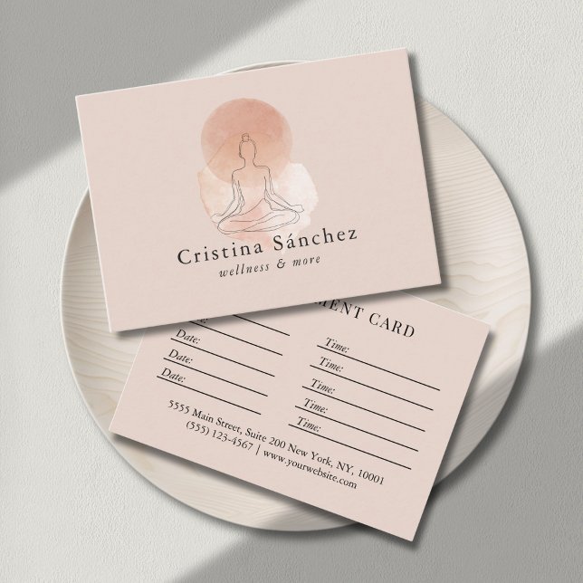 Minimal Line Art Woman Yoga Meditation  Visitenkarte (Minimal Line Art Woman Yoga Meditation Business Card)