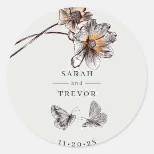 Minimal Line Kunst, Dichtung und Musik Runder Aufkleber