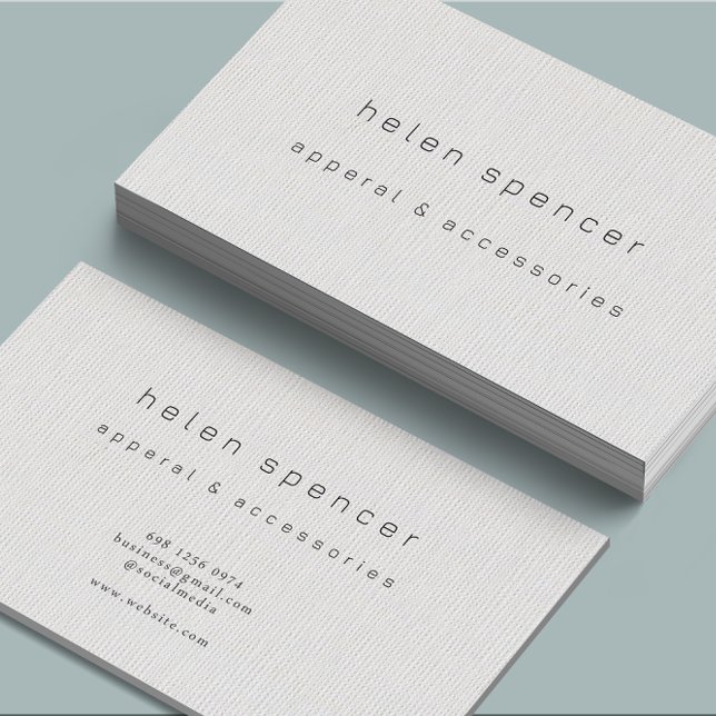 Minimal Linen Texture Business Card Visitenkarte (Von Creator hochgeladen)