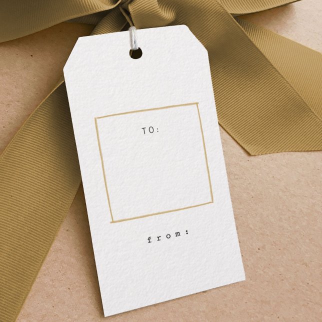 Minimal Linien Gold Geschenktasten Geschenkanhänger (Minimal line simple golden gift tag.)