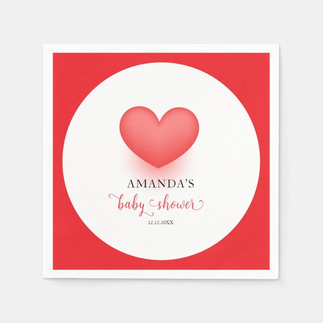 Minimal Little Sweetheart Valentine Baby Dusche Serviette (Vorderseite)