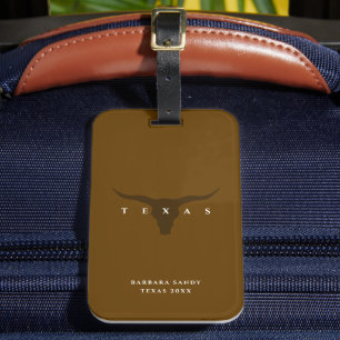 Minimal Longhorn Dunkelbraun Texas Gepäckanhänger