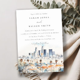 Minimal Los Angeles, California Watercolor Wedding Einladung