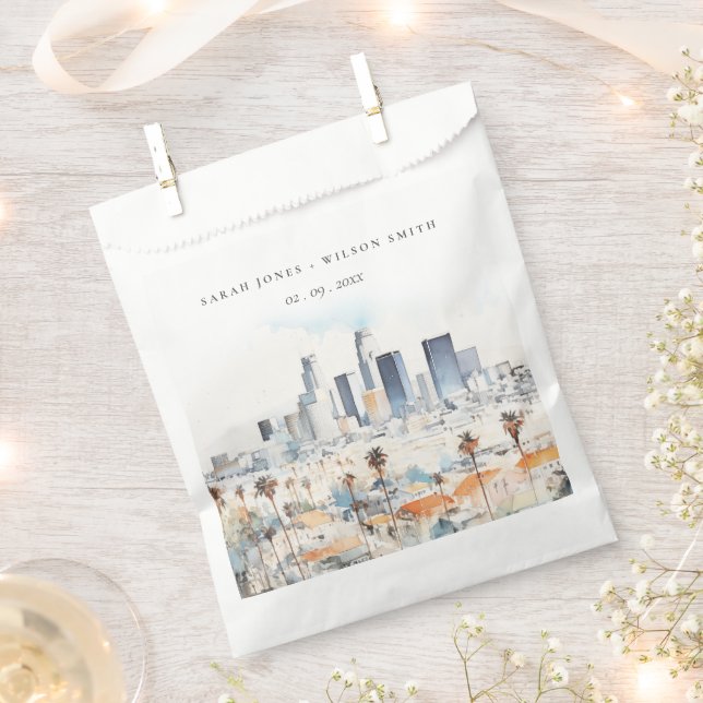 Minimal Los Angeles, California Watercolor Wedding Geschenktütchen (Ausgeschnitten)