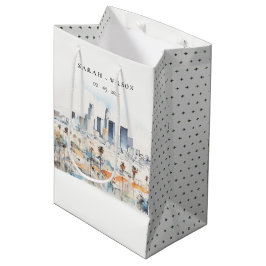 Minimal Los Angeles, California Watercolor Wedding Mittlere Geschenktüte