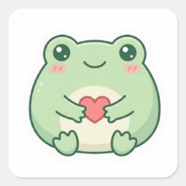 Minimal Love Frog Sticker Cute Frog Holding Heart  (Vorderseite)
