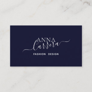Minimal Luxury Boutique Navy White Calligraphy Visitenkarte