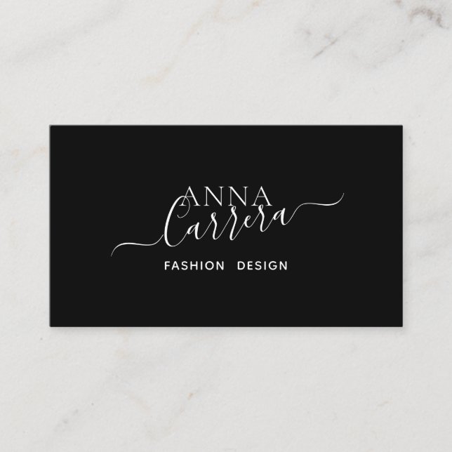 Minimal Luxury Boutique Schwarz-weiße Kalligraphie Visitenkarte (Vorderseite)