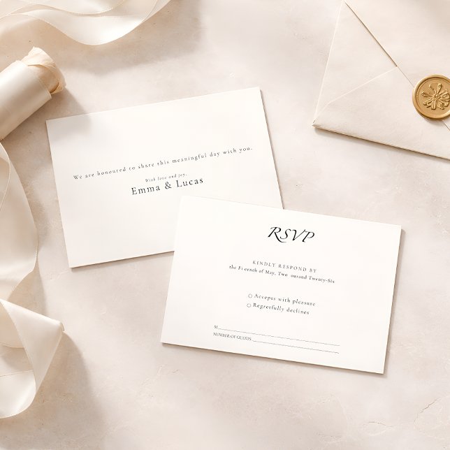 Minimal Luxury | Elegant Modern Black & White RSVP Karte (Von Creator hochgeladen)