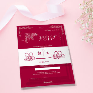 Minimal Magenta Floral Islamische Bismillah Initia Einladungsbanderole