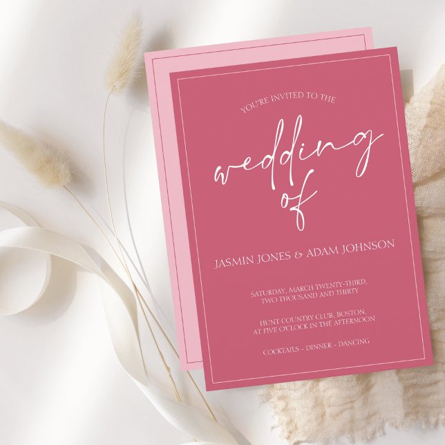 Minimal Magenta Pink Script Einladung zur Hochzeit (Von Creator hochgeladen)