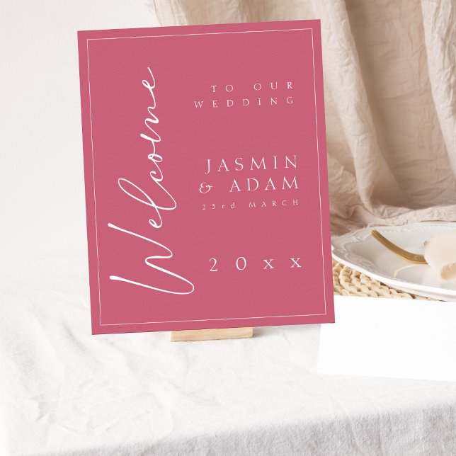 Minimal Magenta Pink Script Hochzeit Begrüßung Zei Poster (Von Creator hochgeladen)