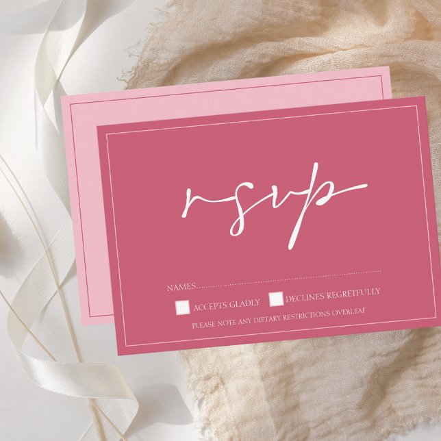 Minimal Magenta Pink Script Wedding RSVP Card (Von Creator hochgeladen)