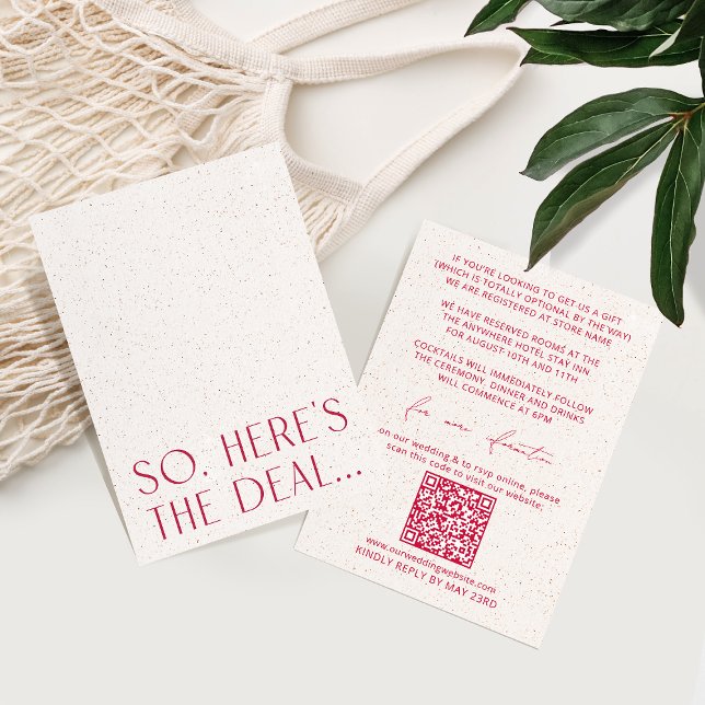 Minimal Magenta Wedding Details Card UAWG QR Code Begleitkarte (Von Creator hochgeladen)