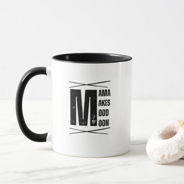 Minimal Mama Mood Moon Bear Design Tasse (Mit Donut)