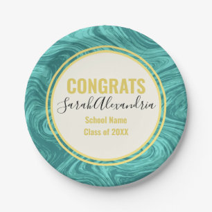 Minimal Marbled Aquamarin Türkis Wave Grad Party Pappteller