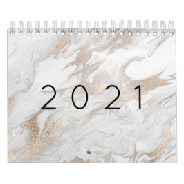 Minimal Marmor Weiß Grau Silver Rose Gold 2021 Kalender